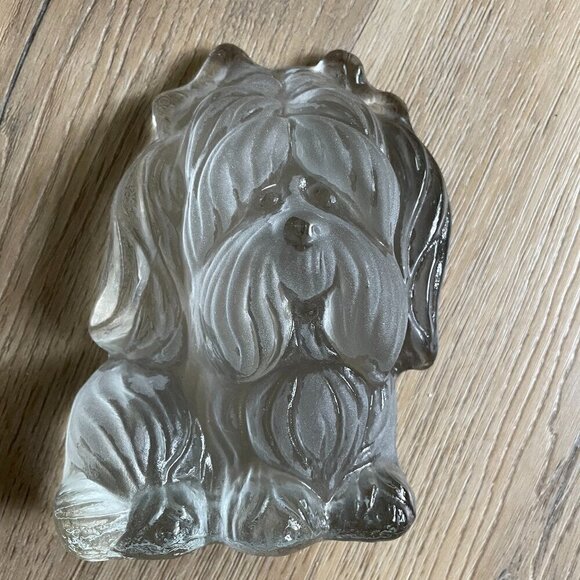 Handmade Viking Dalzell Yorkshire Dog Frosted Glass Bookend 6" Tall 4" wide! - Picture 1 of 4
